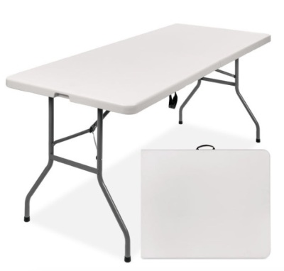 6ft Portable Folding Plastic Dining Table w/ Handle, Lock