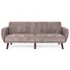 Tufted Fold Down Sofa Bed in Velour, Taupe