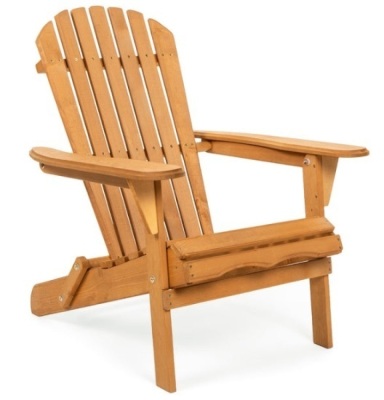 Folding Wooden Adirondack Chair Accent Furniture w/ Natural Finish - Brown