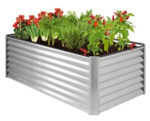 Outdoor Metal Raised Garden Bed for Vegetables, Flowers, Herbs - 6x3x2ft, Silver