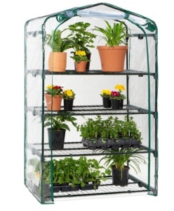 4-Tier Mini Portable Indoor Outdoor Greenhouse w/ Steel Shelves - 40in