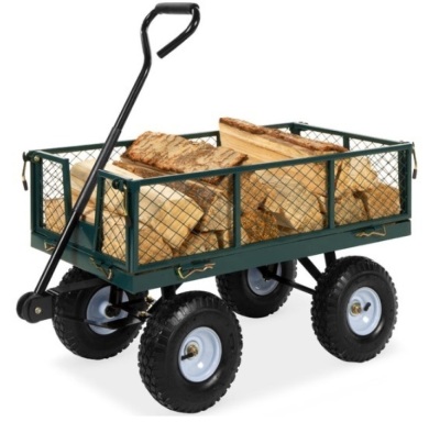 Steel Garden Utility Cart Wagon w/ 400lb Capacity, Removable Sides, Handle