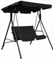 Outdoor Loveseat Patio Canopy Swing Glider Hammock Cushioned Steel Frame Black