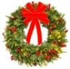 Pre-Lit Battery Powered Christmas Wreath w/ Lights, PVC Tips, Ribbon, 24 In.