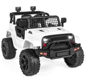 12V Kids Ride-On Truck Car w/ Parent Remote Control, Spring Suspension, White