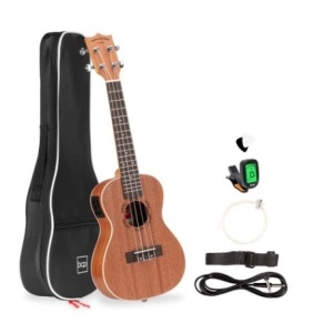 23in Acoustic Electric Concert Sapele Ukulele Starter Kit