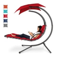 Hanging Curved Chaise Lounge Chair, Red