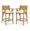 Set of 2 Outdoor Acacia Wood Bar Stools