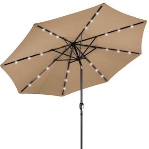 BCP. SKY. 3788. :  Solar LED  Lighted  Patio  Umbrella W / Tilt Adjustment  UV - Resistant 