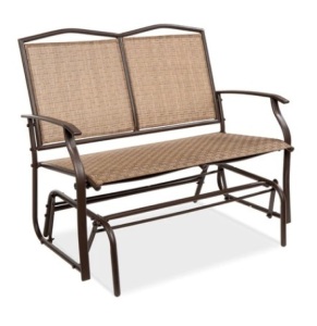 2-Person Patio Loveseat Swing Glider, Brown