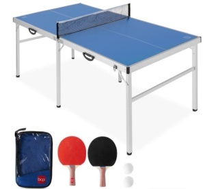 Portable Ping Pong Table Tennis Game Set w/ Paddles, Balls - 6x3ft