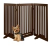 31.5in 3-Panel Freestanding Wooden Pet Gate w/ Door, Support Feet, Espresso