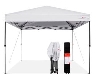 One-Person Setup Instant Pop Up Canopy w/ Wheeled Bag - 10x10ft, White