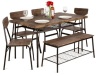 6-Piece Modern Dining Set w/ Storage Racks, Table, Bench, 4 Chairs - 55in