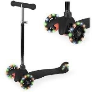 Kids Mini Kick Scooter Toy w/ Colorful Light-Up Wheels, Adjustable T-Bar