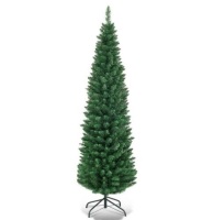 5 ft. PVC Unlit Artificial Slim Pencil Christmas Tree with Stand Home Holiday Decor Green&nbsp;