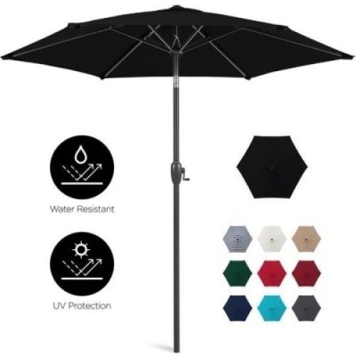 7.5ft Outdoor Market Patio Umbrella w/ Push Button Tilt, Crank Lift. Appears New
