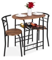 3-Piece Wooden Table & Chairs Dining Set w/ Lower Storage Shelf, Appears New
