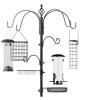 Bird Feeding Station, 6-Hook Steel Multi-Feeder Stand w/ 4 Feeders - 89in, Appears New