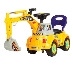 Kids Excavator Ride-On, Foot-to-Floor Construction Toy Truck w/ Garden Set, Appears New