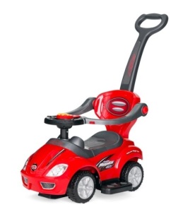 3-in-1 Kids Push Car w/ Handle and Horn, Red