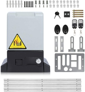 Automatic Sliding Gate Opener with Two Remote Controls Infrared Photocell Sensor Electric Gate Operator Complete Kit for Slide Door Driveway Security Rolling Gate Up to 1800 Pounds and 20ft Long. NEW