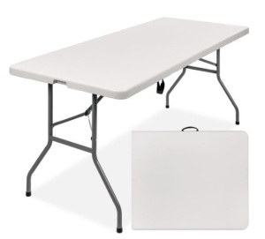 6ft Portable Folding Plastic Dining Table w/ Handle, Lock