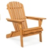 Folding Wooden Adirondack Chair Accent Furniture w/ Natural Finish - Brown