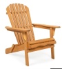 Folding Wooden Adirondack Chair Accent Furniture w/ Natural Finish - Brown