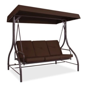 3-Seat Outdoor Canopy Swing Glider, Brown