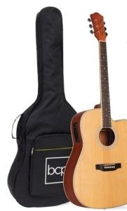 Acoustic Electric Cutaway Guitar Set w/ Case, Natural