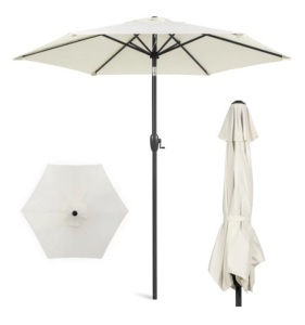 Outdoor Market Patio Umbrella w/ Push Button Tilt, Crank Lift - 7.5ft, Appears New