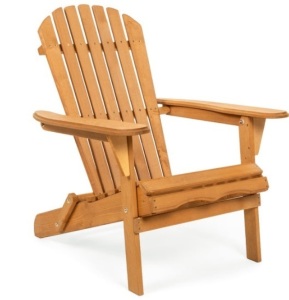 Folding Wooden Adirondack Chair Accent Furniture w/ Natural Finish - Brown