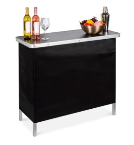 Portable Pop-Up Bar Table w/ Carrying Case, Removable Skirt, Appears New