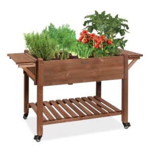 Pre-Stained Mobile Raised Garden Bed, 57x20x33in