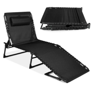 Portable Patio Chaise Lounge Chair Outdoor Recliner w/ Pillow, Appears New