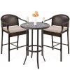 BCP. SKY. 6380- A, 6380 - B :3 - Piece Out Door Bistro Wicker Table Bar  Set W / Bar Stools , Foot Rest 