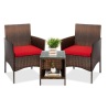 3-Piece Outdoor Patio Wicker Bistro Set w/ Side Storage Table, Appears New