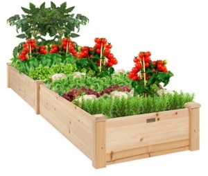 8x2ft Wooden Raised Garden Bed Planter for Garden, Lawn, Yard