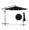 Solar LED Offset Hanging Patio Umbrella,&nbsp;10ft, Black