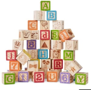 40-Piece Kids Wooden ABC Block Set Toddler STEM Toy w/ Carrying Case