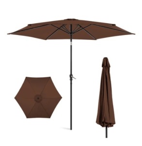 Outdoor Steel Market Patio Umbrella Decoration w/ Tilt, Crank Lift, 10ft, Brown