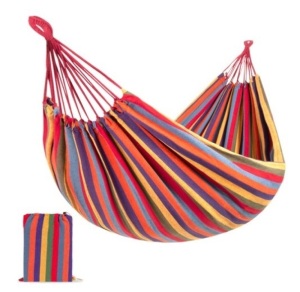 2-Person Brazilian-Style Double Hammock w/ Portable Carrying Bag, Rainbow