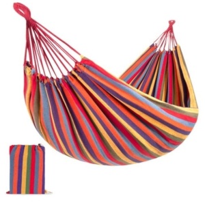 2-Person Brazilian-Style Double Hammock w/ Portable Carrying Bag, Rainbow