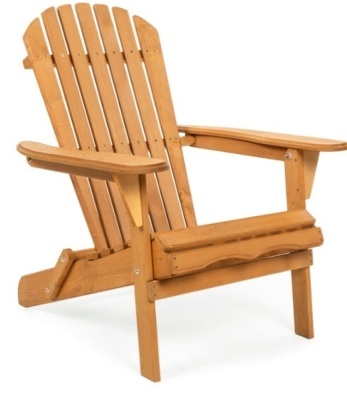 Folding Wooden Adirondack Chair Accent Furniture w/ Natural Finish - Brown