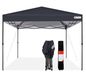 One-Person Setup Instant Pop Up Canopy w/ Wheeled Bag - 10x10ft, Gray