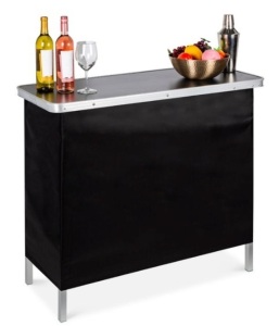 Portable Pop-Up Bar Table w/ Carrying Case, Removable Skirt