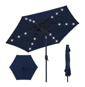 Outdoor Solar Patio Umbrella, 7.5ft, Navy