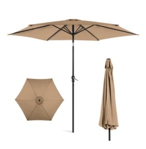 Outdoor Steel Market Patio Umbrella, 10ft, Tan