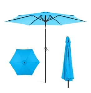 Outdoor Steel Market Patio Umbrella, 10ft, Blue